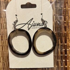 Ajuna Brown Cow Horn Hoop Earrings
